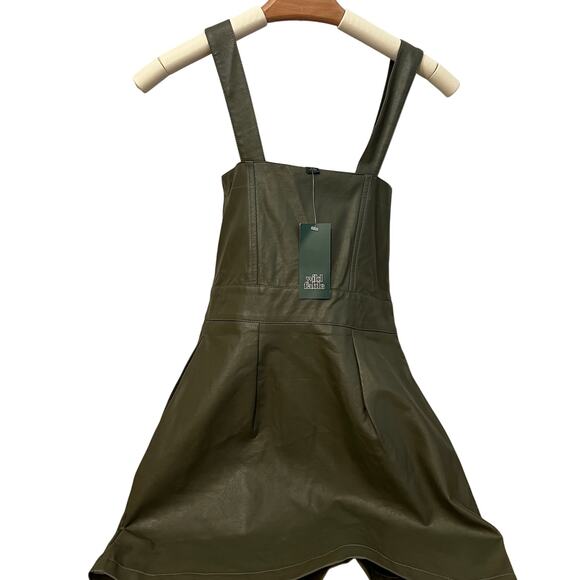 Wild Fable Women's Olive Green Faux Leather Mini Dress - Size XXS - NWT - Picture 1 of 8